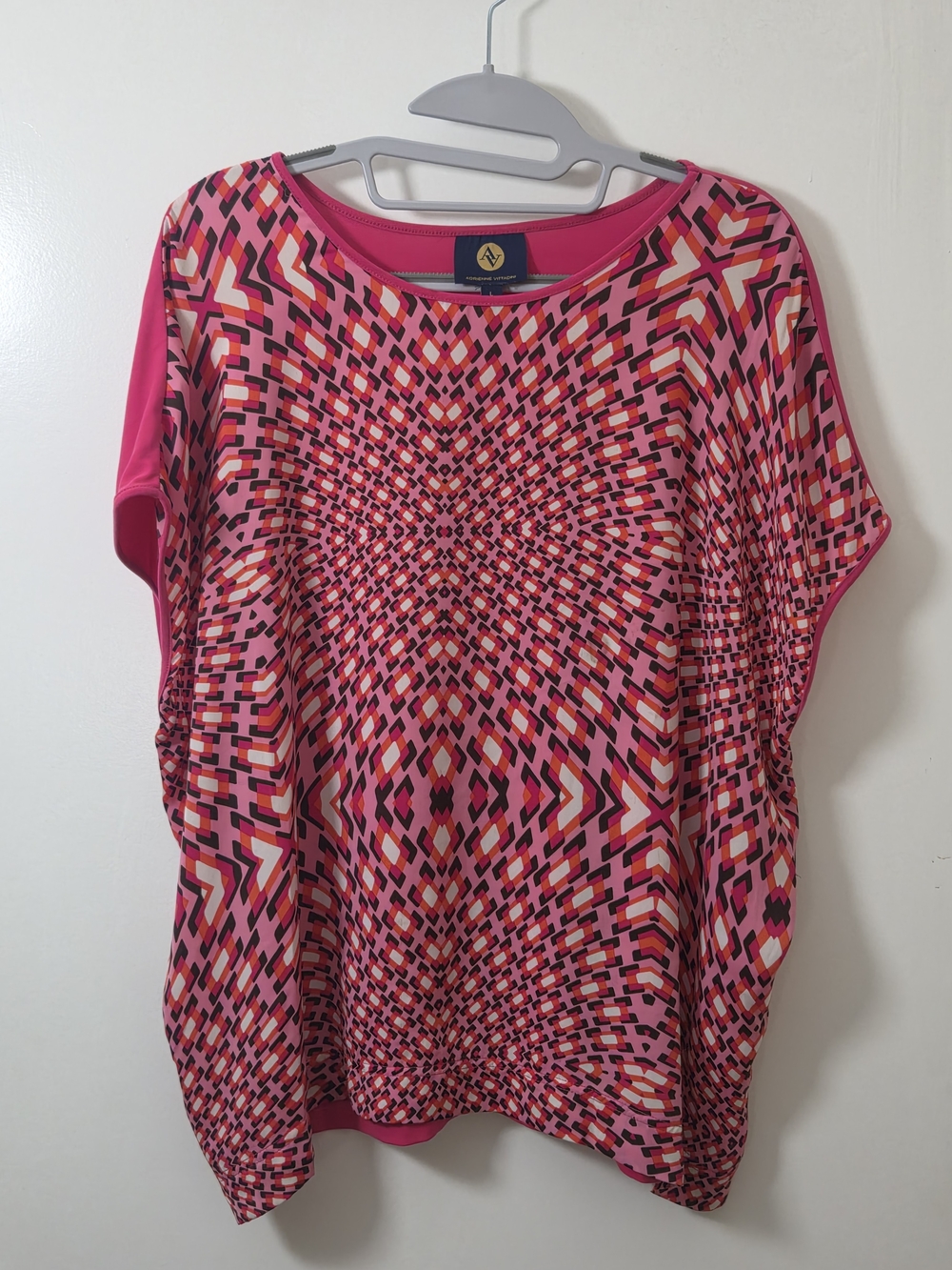 Adrienne Vittadini Pink Geometric Dolman Tunic Top